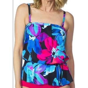 Unique Vintage Maxine Of Hollywood Flourish Peplum Tankini Top 16 NWOT